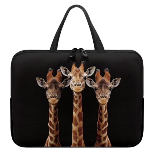 Hiseng Laptop-Taschen Laptoptasche 10-17 Zoll Laptop-Tasche Laptop Tasche Business Büro Arbeit Computertasche, 3D Giraffe Schlanke Notebook Tasche (15",Schwarz) von Hiseng