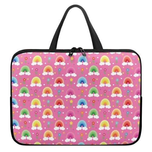 Hiseng Laptop-Taschen Laptoptasche 10-17 Zoll Laptop-Tasche Laptop Tasche Business Büro Arbeit Computertasche, Schlanke Notebook Tasche - Regenbogen (15",Rosa) von Hiseng