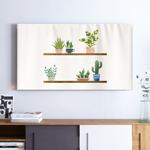 Hiseng TV -Abdeckung Staubschutzhülle, Drucken Hülle Bezug Für Fernsehen Schutzhülle Hängend/Desktop Universal Stoff Tv Hülle Anwendbar 32-75 Zoll Flacher Fernseher (55 Zoll,Topfpflanze) von Hiseng