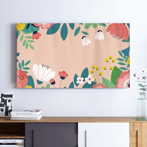 Hiseng TV -Abdeckung Staubschutzhülle, Drucken Hülle Bezug Für Fernsehen Schutzhülle Hängend/Desktop Universal Stoff Tv Hülle Anwendbar 32-75 Zoll Flacher Fernseher (75 Zoll,Orange) von Hiseng