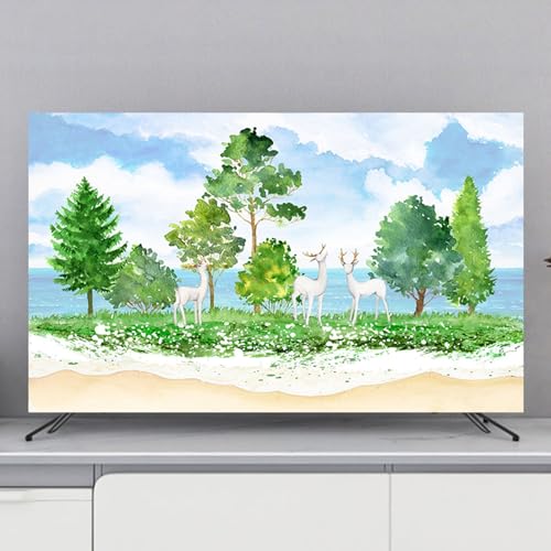 Hiseng TV Abdeckung Staubschutzhülle, Exquisit Hülle Bezug Für Fernsehen Schutzhülle Hängend/Desktop Universal Stoff Tv Hülle Anwendbar 32-75 Zoll Flacher Fernseher (40-43 inches,Baum) von Hiseng