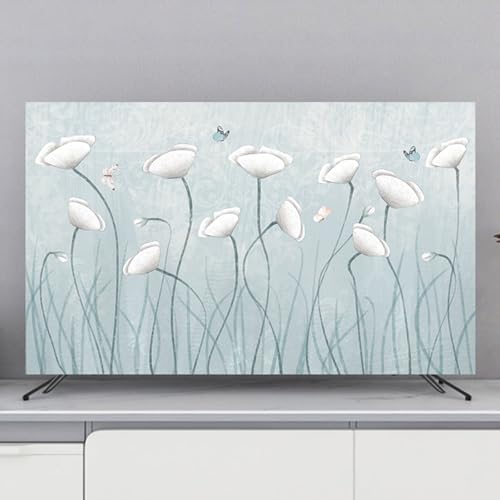 Hiseng TV Abdeckung Staubschutzhülle, Exquisit Hülle Bezug Für Fernsehen Schutzhülle Hängend/Desktop Universal Stoff Tv Hülle Anwendbar 32-75 Zoll Flacher Fernseher (65 inches,Löwenzahn) von Hiseng