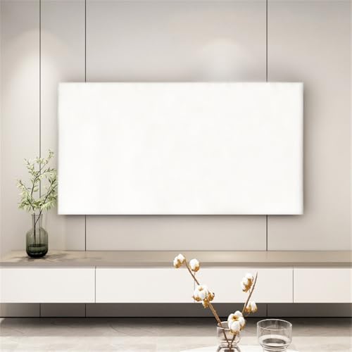 Hiseng TV-Abdeckung Staubschutzhülle, Hülle Bezug Für Fernsehen Schutzhülle Hängend/Desktop Universal Stoff Tv Hülle Anwendbar 32-85 Zoll Flacher Fernseher (76-85 Zoll,Weiß) von Hiseng
