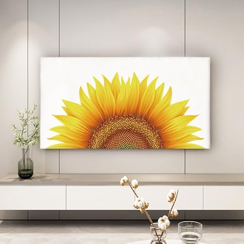 Hiseng TV -Abdeckung Staubschutzhülle, Hülle Bezug Für Fernsehen Schutzhülle Hängend/Desktop Universal Stoff Tv Hülle Anwendbar 32-85 Zoll Flacher Fernseher (Sonnenblumen,55–65 Zoll) von Hiseng