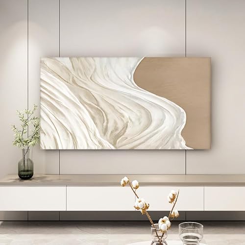 Hiseng TV -Abdeckung Staubschutzhülle, Hülle Bezug Für Fernsehen Schutzhülle Hängend/Desktop Universal Stoff Tv Hülle Anwendbar 32-85 Zoll Flacher Fernseher (Treibsand,69–75 Zoll) von Hiseng