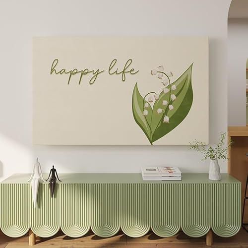 Hiseng TV -Abdeckung Staubschutzhülle, Hülle Bezug Für Fernsehen Schutzhülle Hängend/Desktop Universal Stoff Tv Hülle Anwendbar 42-100 Zoll Flacher Fernseher (80-85 Zoll,Maiglöckchen) von Hiseng
