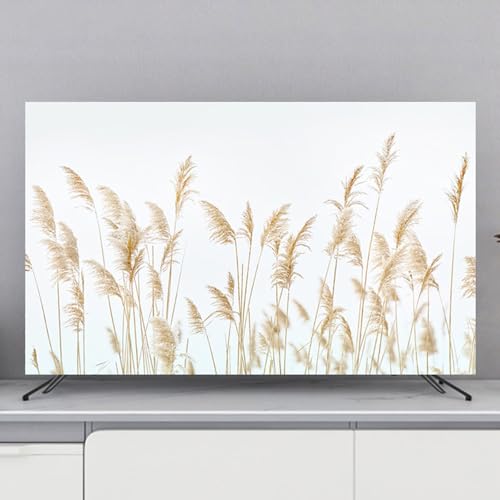 Hiseng TV -Abdeckung Staubschutzhülle, Laub-Motiv Hülle Bezug Für Fernsehen Schutzhülle Hängend/Desktop Universal Stoff Tv Hülle Anwendbar 32-75 Zoll Flacher Fernseher (Reis,65 Zoll) von Hiseng