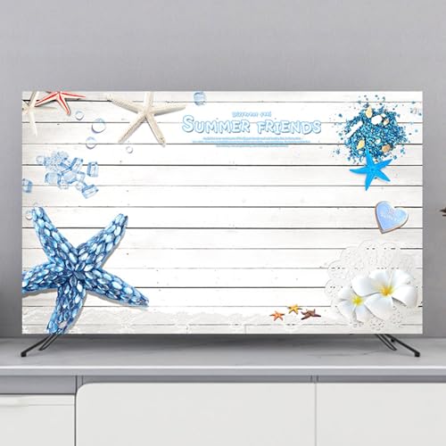Hiseng TV -Abdeckung Staubschutzhülle, Laub-Motiv Hülle Bezug Für Fernsehen Schutzhülle Hängend/Desktop Universal Stoff Tv Hülle Anwendbar 32-75 Zoll Flacher Fernseher (Stern,32 Zoll) von Hiseng