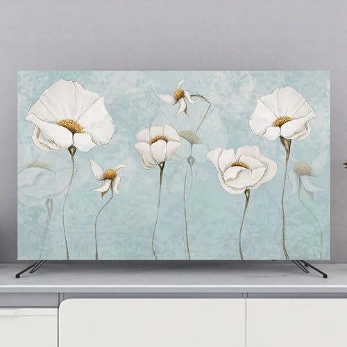 Hiseng TV -Abdeckung Staubschutzhülle, Laub-Motiv Hülle Bezug Für Fernsehen Schutzhülle Hängend/Desktop Universal Stoff Tv Hülle Anwendbar 32-75 Zoll Flacher Fernseher (Wasser,70 Zoll) von Hiseng