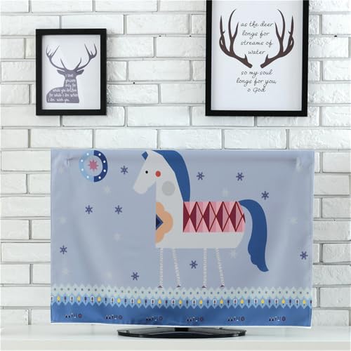 Hiseng TV -Abdeckung Staubschutzhülle Drucken, Hülle Bezug Für Fernsehen Schutzhülle Hängend/Desktop Universal Stoff Tv Hülle (47 Zoll,Pferd) von Hiseng