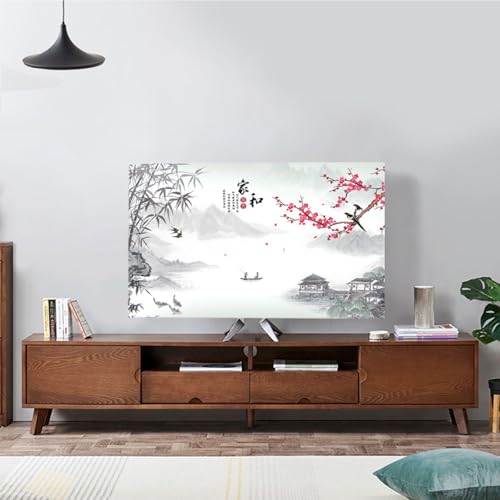 Hiseng TV -Abdeckung Staubschutzhülle Mit Gummizug, Hülle Bezug Für Fernsehen Schutzhülle Hängend/Desktop Universal Stoff Tv Hülle Anwendbar 32-75 Zoll Flacher Fernseher (47-50 Zoll,Retro) von Hiseng