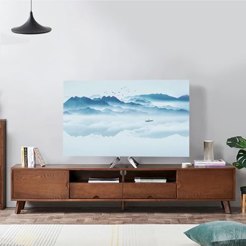 Hiseng TV -Abdeckung Staubschutzhülle Mit Gummizug, Hülle Bezug Für Fernsehen Schutzhülle Hängend/Desktop Universal Stoff Tv Hülle Anwendbar 32-75 Zoll Flacher Fernseher (65-70 Zoll,Wolken) von Hiseng