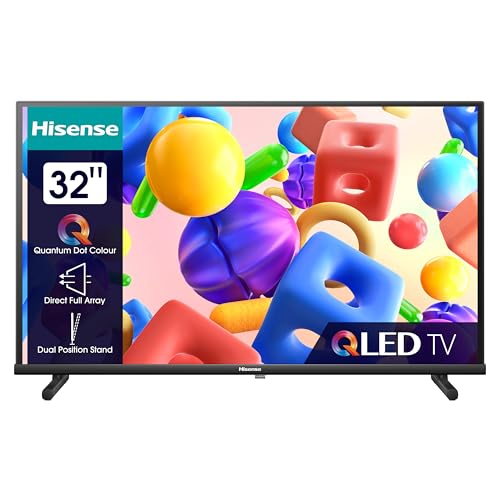 Hisense 32A5KQ 80cm (32 Zoll) QLED Fernseher Full HD, Smart TV, Triple Tuner DVB-T2 / T/C / S2 / S, USB-C, Duale Positionierung, Works with Alexa, WiFi, Game und Hotel Mode, Schwarz [2023] von Hisense