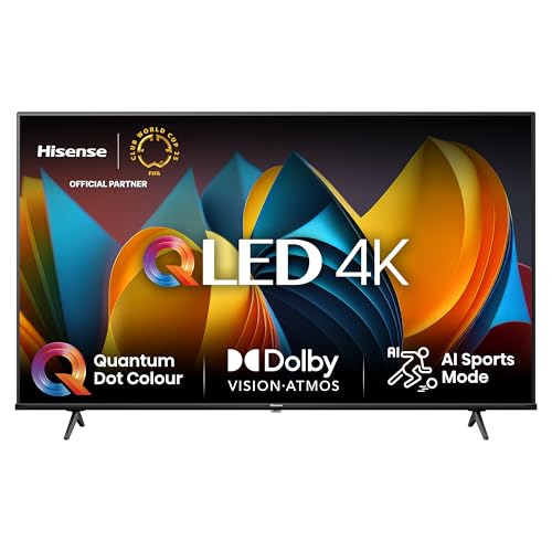 Hisense 43E7NQ 108 cm (43 Zoll) Fernseher, 4K UHD, QLED, HDR10, HDR10+ decoding, HLG, Dolby Vision Atmos, 60Hz Panel, Smooth Motion, Bluetooth, Alexa Built-in, VIDAA Voice, Schwarz [2024] von Hisense