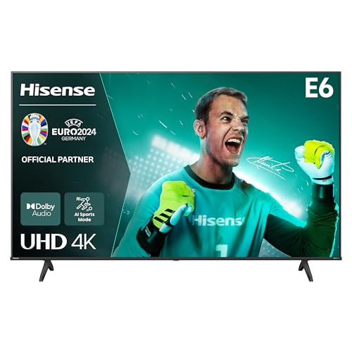 Hisense 50E6NT 127cm (50 Zoll) Fernseher, 4K UHD Smart TV, Precision Colour, HDR, Dolby Vision, 60Hz, Triple Tuner DVB-C/S/S2/T/T2, WiFi, HDMI 2.1, Bluetooth, Alexa Built-in, Schwarz, [2024] von Hisense