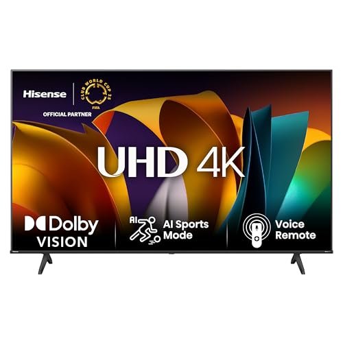 Hisense 50E6NT 127cm (50 Zoll) Fernseher, 4K UHD Smart TV, Precision Colour, HDR, Dolby Vision, 60Hz, Triple Tuner DVB-C/S/S2/T/T2, WiFi, HDMI 2.1, Bluetooth, Alexa Built-in, Schwarz, [2024] von Hisense