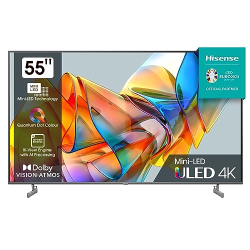 Hisense 55U6KQ 139 cm (55 Zoll) Fernseher 4K Mini LED ULED HDR Smart TV, 60Hz, HDMI 2.0, Game Mode Plus, Dolby Vision & Atmos, Bluetooth, Alexa Built-in, anthrazit [2023] von Hisense