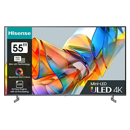 Hisense 55U6KQ 139 cm (55 Zoll) Fernseher 4K Mini LED ULED HDR Smart TV, 60Hz, HDMI 2.0, Game Mode Plus, Dolby Vision & Atmos, Bluetooth, Alexa Built-in, anthrazit [2023] von Hisense