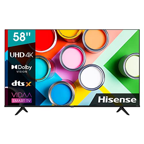 Hisense 58A6GG 146cm (58 Zoll) Fernseher, 4K UHD, Smart TV, HDR, Dolby Vision, Triple Tuner DVB-C/S/ S2/ T/ T2, Frameless, Bluetooth, WiFi, Alexa Built-In, DTS Virtual X,Hotel Mode, Schwarz [2022 ] von Hisense