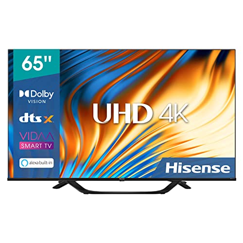 Hisense 65A67H 164cm (65 Zoll) Fernseher, 4K UHD, Smart TV, HDR, Dolby Vision, Triple Tuner DVB-C/S/ S2/ T/ T2, Frameless, Bluetooth, WiFi, Alexa Built-In, DTS Virtual X, Hotel Mode, Schwarz [2022 ] von Hisense