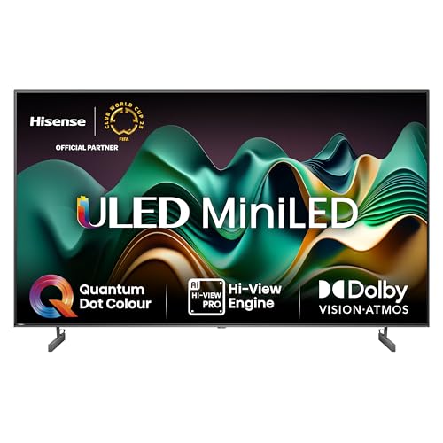 Hisense 65U6NQ 164 cm (65 Zoll) Fernseher 4K Mini LED ULED HDR Smart TV, 60Hz, HDMI 2.0, Game Mode Plus, Dolby Vision & Atmos, Bluetooth, Alexa Built-in, Anthrazit, [2024] von Hisense