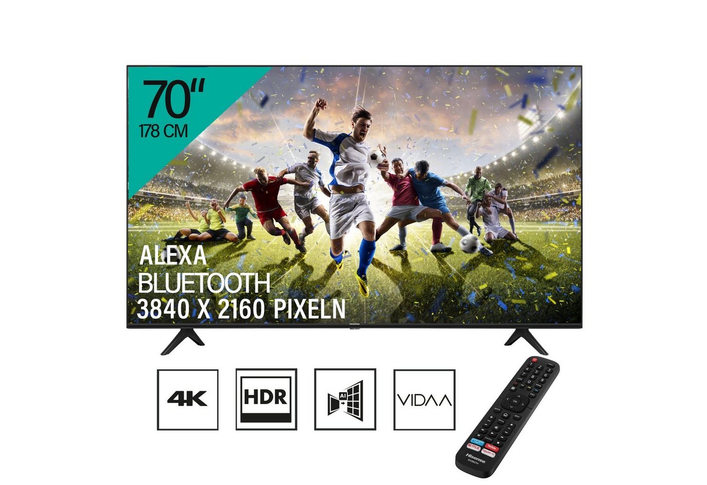 Hisense 70A7100F LED-Fernseher (178,00 cm/70 Zoll, Bildschirmauflösung in Pixel Ultra HD 3840 × 2160, Smart-TV, HbbTV) von Hisense