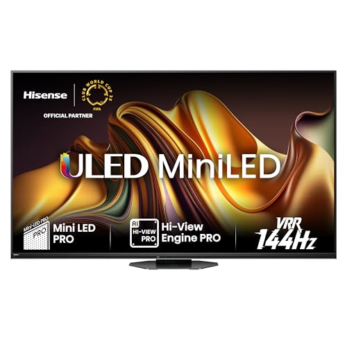 Hisense 75U8NQ 189cm (75 Zoll) Fernseher, 4K Mini LED ULED HDR Smart TV, Quantum Dot, 120Hz/ 144Hz VRR, HDMI 2.1, Game Mode Pro, 2.1.2 Kanal Sound, Dolby Vision IQ & Atmos, Anthrazit, [2024] von Hisense