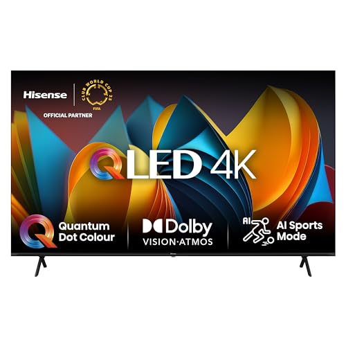 Hisense 85E7NQ 215 cm (85 Zoll) Fernseher, 4K UHD, QLED, HDR10, HDR10+ decoding, HLG, Dolby Vision Atmos, 60Hz Panel, Bluetooth, Alexa Built-in, VIDAA Voice, Schwarz [2024] von Hisense