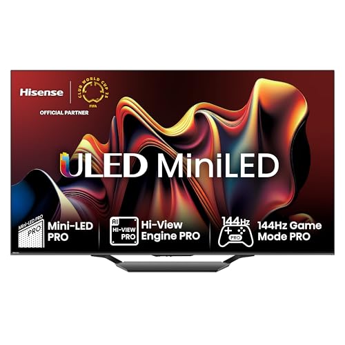 Hisense 85U7NQ 215cm (85 Zoll) Fernseher, 4K Mini LED ULED HDR Smart TV, Quantum Dot, 120Hz/ 144Hz VRR, HDMI 2.1, Game Mode Pro, Dolby Vision IQ & Atmos, Bluetooth, Alexa Built-in, Anthrazit, [2024] von Hisense
