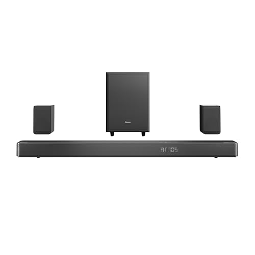 Hisense AX5125H 5.1.2 Soundbar mit kabellosem Subwoofer und Rücklautsprechern, 500W, Dolby Digital Plus, Dolby Atmos, Bluetooth, HDMI eARC/Optical/AUX/USB, Schwarz (2024) von Hisense