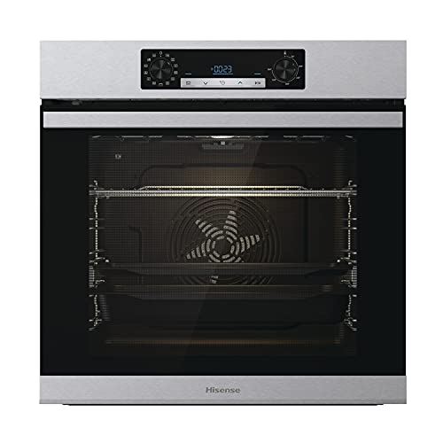 Hisense BSA65226PX Pyrolytischer Multifunktions-Ofen mit Dampf, Fritteuse, ohne Öl, großes Fassungsvermögen 77 l, 5 Stufen, XXL-Ventilator, Pizza-Modus 300 º, abnehmbare Türen von Hisense