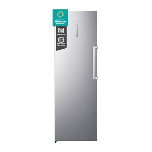 Hisense FV354N4BIE Gefrierschrank/ Twist ice maker/ TotalNoFrost/ SuperFreeze/ Türalarm/ Multiflow 360°/ BigBox/ cm/ 185,5 l/ 41 dB/ 246 kWh/ Jahr/ Inox-Look, Silber von Hisense