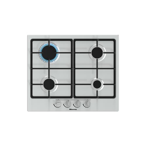 Hisense GM643XF Gaskochfeld mit 4 Kochzonen, Breite 60 cm, Gusseisengitter, integrierte Zündung, Edelstahl Anti-Fingerabdruck von Hisense