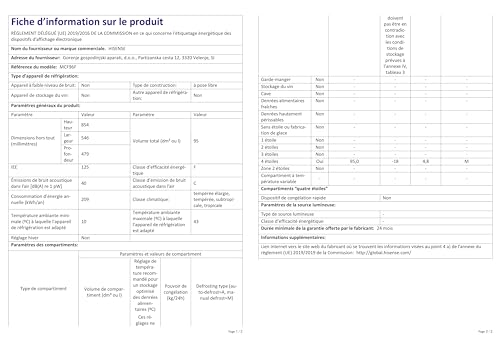 Hisense MCF96F Gefrierschrank, 95 l, leise, 40 dB, Weiß, 54,6 x 47,9 x 85,4 cm von Hisense