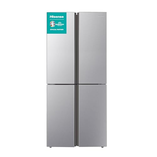 Hisense RQ515N4AC2 Amerikanischer Kühlschrank, 4 Türen, Total No Frost, Nettokapazität 427 l, 1,81 m Höhe, Stahl, Multi Air Flow, Laderaum mit Wasserregulierung, Stil, Edelstahl von Hisense