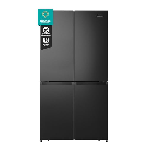 Hisense RQ758N4SAFE Cross Door Kühl-Gefrierkombination/NoFrostPlus/Inverter-Kompressor/Multiflow 360°/ SuperCool/ 178,5 cm/Kühlteil 393 l/Gefrierteil 216 l/ 40 dB/ 320 kWh/Jahr/schwarz von Hisense