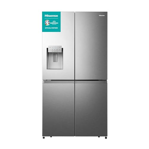 Hisense RQ760N4AIE Cross Door Kühl-Gefrierkombination /178,5 cm/Inverter Kompressor/Total NoFrost/Multi Air Flow/Wasserspender/Kühlteil 352 l/Gefrierteil 232 l/Inox-Look, Edelstahl von Hisense