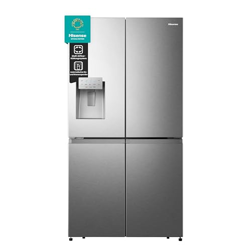 Hisense RQ760N4AIE Cross Door Kühl-Gefrierkombination /178,5 cm/Inverter Kompressor/Total NoFrost/Multi Air Flow/Wasserspender/Kühlteil 352 l/Gefrierteil 232 l/Inox-Look, Edelstahl von Hisense