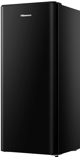 Hisense RR220D4BBE Kühlschrank mit einer Tür, Gefrierschrank, 165 l Fassungsvermögen, 128 cm hoch, Klasse E, Weinregal, Cycle Defrost (Cyklisch), Obst- und Gemüsebox, Schwarz (neu) von Hisense