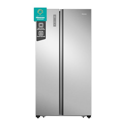Hisense RS677N4ACC Side by Side Kühl-Gefrierkombination, 179cm, 519 Liter Gesamtkapazität, Multi Air Flow, LED Display, EEK: C, Electronic Touch Control, Inox Look von Hisense