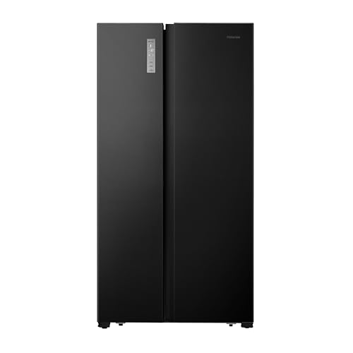 Hisense RS677N4BFD Side by Side Kühl-Gefrierkombination/ Inverter-Kompressor/ Flaschenablage/ 2 FreshZone/Gemüsefach / Kühlteil 334 l/ Gefrierteil 185 l/ 41 dB/ 247 kWh/ Jahr, Schwarz von Hisense