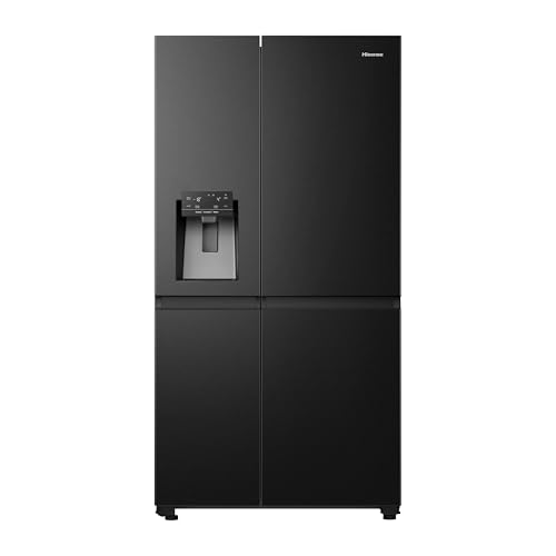 Hisense RS818N4TFE Side-by-Side Kühl-Gefrierkombination /179 cm/Inverter Kompressor/Total NoFrost/Multi Air Flow/Wasserspender mit Wassertank/Kühlteil 417 l/Gefrierteil 215 l/schwarz von Hisense