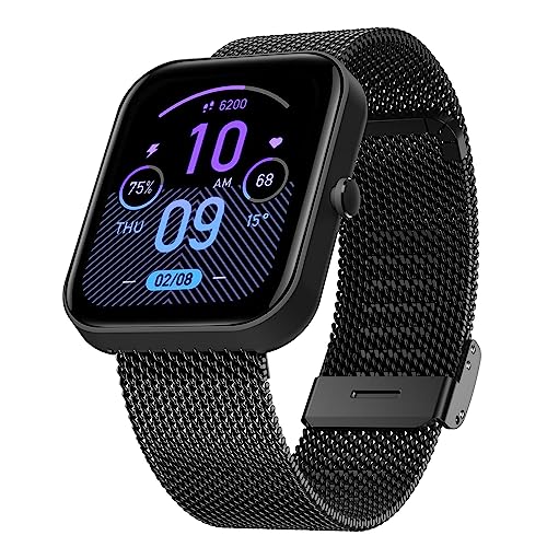 Hiseus Armband Kompatibel mit Amazfit Bip/Bip Lite/Bip S/Bip S Lite/Bip U/Bip U Pro, Edelstahl Metall Mesh Gewebte Ersatzarmband Armbänder für Bip 3/Bip 3 Pro (Schwarz) von Hiseus