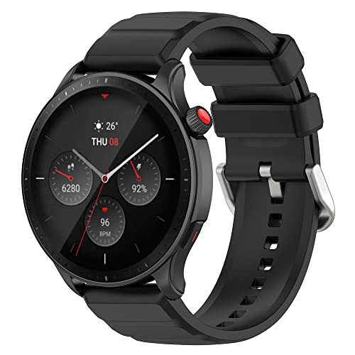 Hiseus Armband Kompatibel mit Amazfit GTR 4/3 / 3 PRO / 2 / 2e, Sport Atmungsaktiv Weiches Silikon Ersatz Armbänder für Amazfit GTR 2/3/4/Stratos 3 (Schwarz) von Hiseus