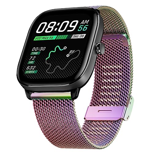 Hiseus Armband Kompatibel mit Amazfit GTS 2 / GTS 2 Mini/GTS 2e / GTS 3, Edelstahl Metall Mesh Gewebte Ersatzarmband Armbänder für GTS 4 / GTS 4 Mini (Bunt) von Hiseus