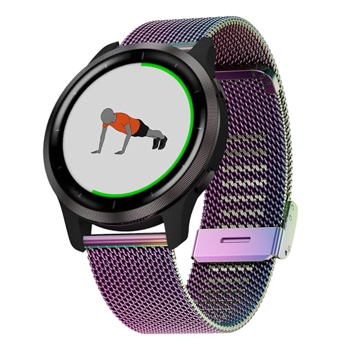 Hiseus Armband Kompatibel mit Garmin Venu 2 / Vivoactive 4, Ersatzarmband Einstellbar Edelstahl Metall Mesh Klassisches Armbänder für Forerunner 255 / Forerunner 255 Music 46mm (Farbe) von Hiseus