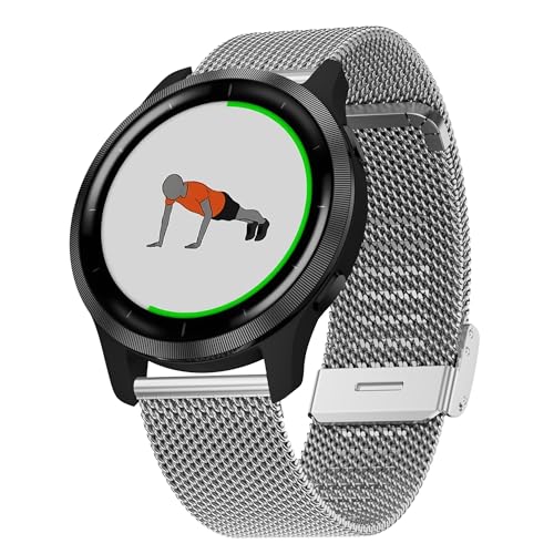 Hiseus Armband Kompatibel mit Garmin Venu 2 / Vivoactive 4, Ersatzarmband Einstellbar Edelstahl Metall Mesh Klassisches Armbänder für Forerunner 255 / Forerunner 255 Music 46mm (Silber) von Hiseus