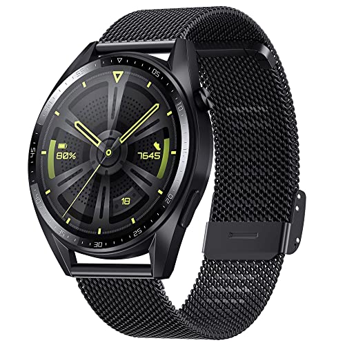 Hiseus Armband Kompatibel mit Huawei Watch GT2/GT3 46mm, Edelstahl Mesh Gewebte Uhrenarmband Kompatibel mit Huawei Watch GT 2/3 PRO 46mm / GT Runner/GT 2e / Watch 3 / Watch 3 Pro (Schwarz) von Hiseus
