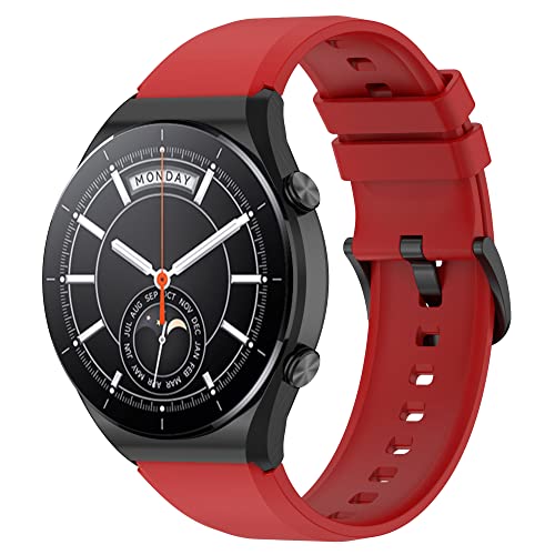 Hiseus Armband Kompatibel mit Xiaomi Watch S1 / S1 Active / Mi Watch - Verstellbares Unisex Ersatzarmband aus Weichem Silikon (Rot) von Hiseus