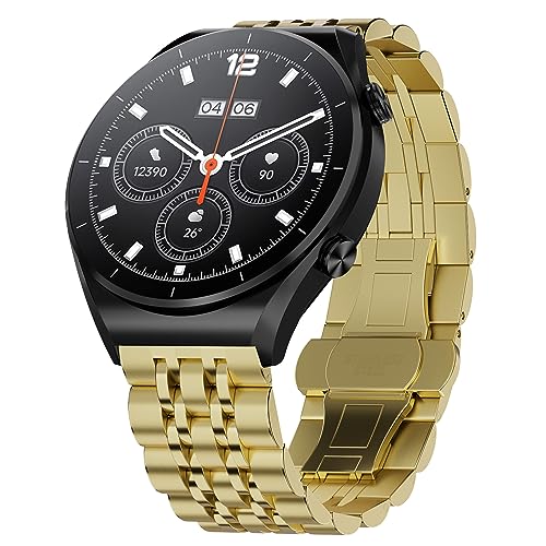 Hiseus Armband Kompatibel mit Xiaomi Watch S1 / S1 Active/ S1 Pro, Metall Edelstahl Ersatzarmband Uhrenarmband für Mi Watch Sport/Mi Watch Color Armbänder (Gold) von Hiseus